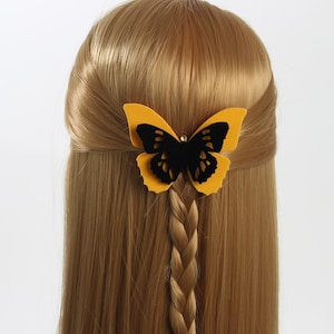 Amarillo y negro terciopelo mariposa cabello clip / pasador / gargantilla / collar