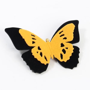 Negro y amarillo terciopelo mariposa cabello clip / pasador / gargantilla / collar