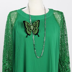Green and Black Velvet Butterfly Big Pin / Gargantilla / Broche
