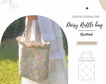 Patron de couture pdf sac à volants marguerite, matelassé. Taille unique