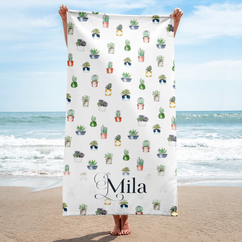 Cactus Pattern Personalized Beach Towel Bridesmaid Gift Etsy