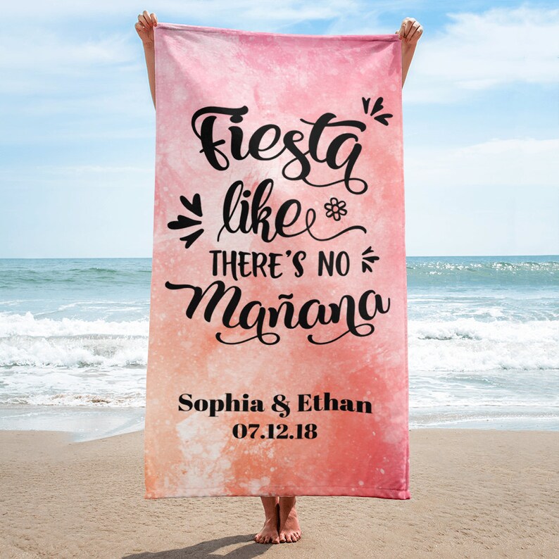 Personalized Beach Towel Beach Wedding Favor Beach Wedding Etsy