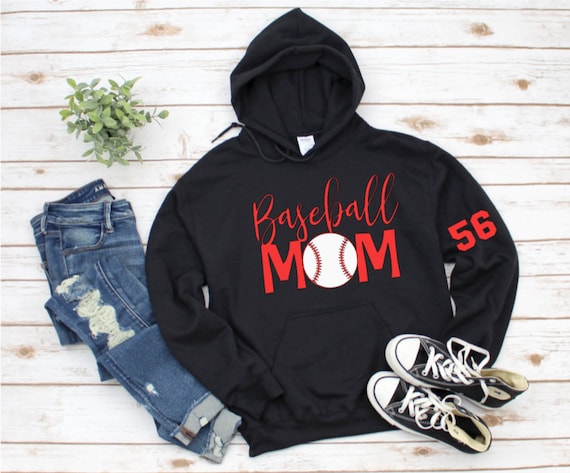 Baseball Mom Hoodie Customized with Name and Number