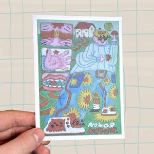 AGORA OU NUNCA - Impressão artística A6 em cartão fosco de 250 g/m², arte de parede, decoração para casa, impressão de cartão postal, arte impressa, ilustração