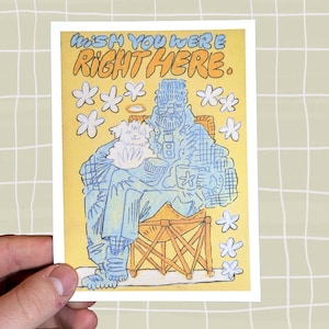 WISH you were HERE - A6 Kunstdruck auf matter 250gsm Karte, Wand Kunst, Home Deko, Postkarte, gedruckte Kunst, Illustration