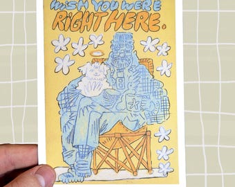WISH you were HERE - A6 Kunstdruck auf matter 250gsm Karte, Wand Kunst, Home Deko, Postkarte, gedruckte Kunst, Illustration
