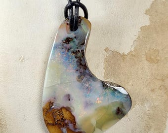 62.80ct. Boulder opal pendant. Natural opal pendant. Australian opal pendant. 52x35x6.6mm.