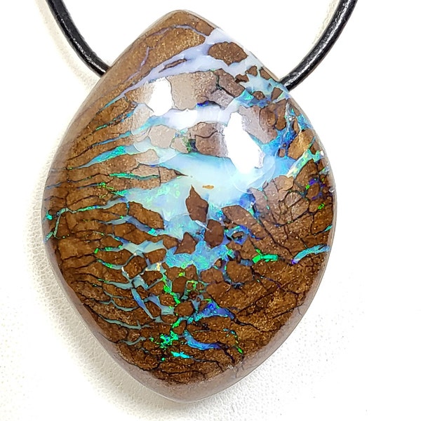 224ct. Boulder opal pendant. Natural opal pendant. Australian opal pendant. 50x38mm.