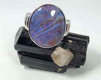 Boulder opal ring. 22.5x19mm.
