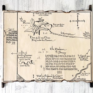 ENVÍO GRATIS - Mapa del libro Hobit, Mapa de Thrór, Mapa de Lonely Muontain, Mapa del Señor del Anillo, Mapa de Thorin, Mapa de fantasía, Regalos personalizados en pergamino hecho a mano