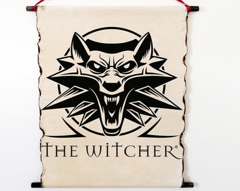 Witcher Logo Handmade Scroll, Game Room Wall Art