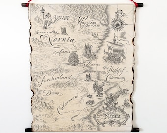 Narnia Map, Handmade Scroll, Chronicles of Narnia, Fantasy Art