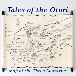 Mapa del pergamino de los tres países, mapa de los cuentos de Otori, mapa de Otori Takeo, mapa de Lian Hearn, mapa de libros de fantasía, regalo para amantes de los libros, ENVÍO GRATIS