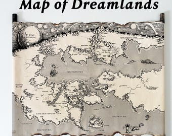 HPラヴクラフトの夢の世界地図（手作りの巻物）：ドリームワールド