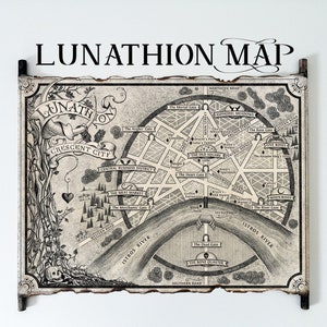 SPEDIZIONE GRATUITA - Mappa di Crescent City, Mappa di Lunathion su pergamena fatta a mano, Mappa della Casa della Terra e del Sangue, Mappa della Casa del Cielo e del Respiro, Mappa fantasy