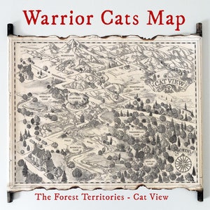 KOSTENLOSER VERSAND - warrior cats Karte auf handgemachten Schriftrollen, die Karte der Forest Territories, die Katzenansicht Karte, die alten Territorien, die Kriegerbuch-Karte