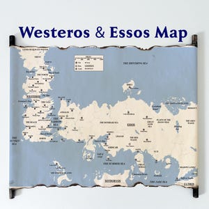 Essos and Westeros Map on Handmade Scroll –  A Song of Ice and Fire Fantasy Art