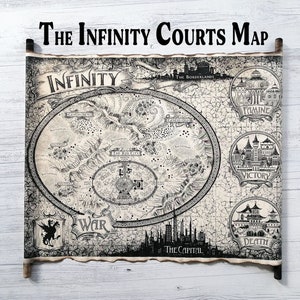 El mapa de Infinity Courts en pergamino hecho a mano, mapa de guerra, mapa de las guerras del Génesis, mapa de fantasía, mapa de libros