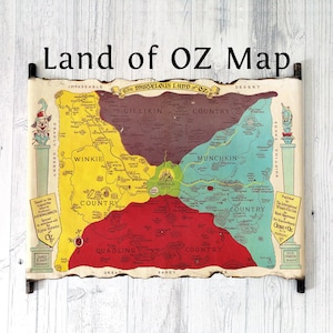 Mapa de la Tierra de Oz, Mapa de El Mago de Oz, Mapa de La Maravillosa Tierra de Oz, Regalo de Oz, Mapa de Dorothy y el Mago de Oz, Mapa de L. Frank Baum