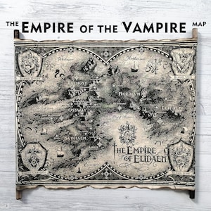 Mapa del Imperio de los Vampiros en pergamino hecho a mano, Mapa del Imperio de Elidaen, Mapa del Imperio de los Condenados, Mapa de fantasía