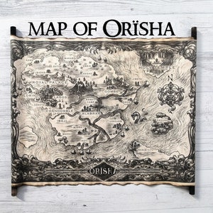 Children of Blood & Bone, Map of Orïsha on Handmade Scroll, Legacy of Orïsha Map, Children of Virtue and Vengeance Book Map, Clans of Orïsha