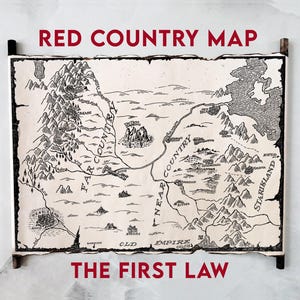 Red Country Map on Handmade Scroll, The First Law Art Print, Fantasy World Map