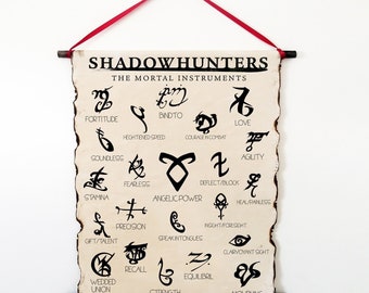 Shadowhunters Runes Handmade Scroll Poster, Mortal Instruments Gift