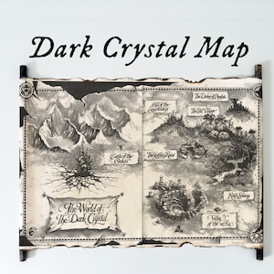 Dark Crystal Map of Thra – Handmade Scroll Print, Fantasy Art