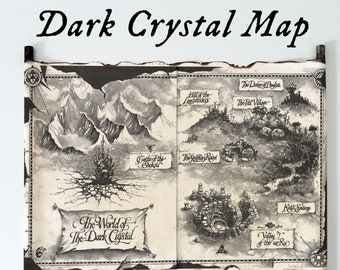 Dark Crystal Map of Thra - Handgefertigte Fantasy Kunst