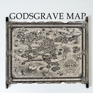 Mapa de Godsgrave, Mapa de Nevernight en pergamino hecho a mano, Mapa de la Ciudad de Puentes y Huesos, Mapa de Crónica de Nevernight, Regalo de Nevernight, Mapa de Fantasía