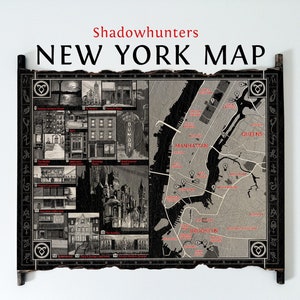Carte de la ville des ossements Shadowhunters, carte de la ville de New York Shadowhunters sur rouleau fait main, carte de Manhattan, carte Mortal Instruments de l'institut de New York