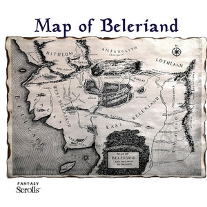 GRATIS VERZENDING: kaart van Beleriand, fantasiekaart, Silmarilion-kaart, First Age-kaart van Midlle Earth, Beleriand en de Lands to the North Book Map
