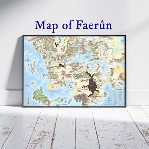 ENVÍO GRATIS - Póster del mapa de Faerûn, Mapa del mundo de los continentes de Faerûn, Mapa de la Costa de la Espada, Mapa actual de los Reinos Olvidados de Faerûn, DnD 4.ª edición