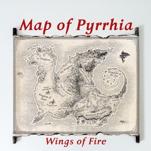 Map of Pyrrhia on Handmade Scroll, inspired by Wings of Fire Book, Dragon Art