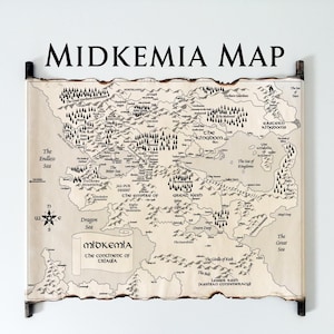 Midkemia Map on Handmade Scroll, The Riftwar Cycle World, The Continent of Triagia