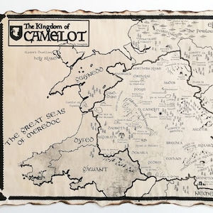 The Kingdom of Camelot Map, the Kingdoms of Albion,  King Arthur and Merlin World