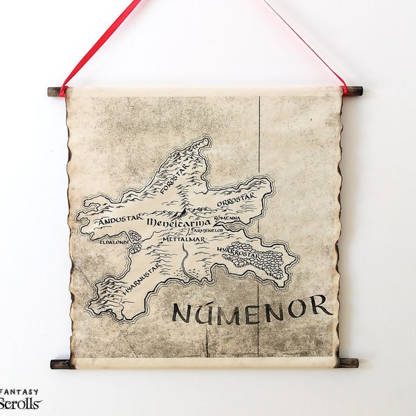 Numenor Karte, Königreich der Menschen, Zweites Alters Karte von Númenor, Karte der Insel Elenna, Andor Karte, LOTR Karte, Mittelerde Karte