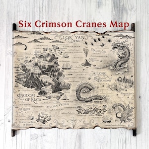 Six Crimson Cranes Map Scroll, Fantasy Book Lover Gift