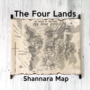 Mapa de Shannara de La espada de Shannara: Las cuatro tierras, Pergamino hecho a mano, Mapa de las crónicas de Shannara, Shannara de Terry Brooks