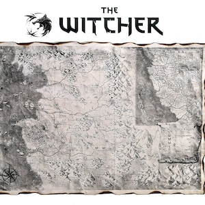 The Witcher World Map Print, Nilfgaard, Northern Kingdoms, Fantasy Art