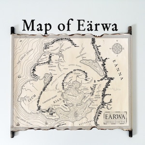 Carte du continent d'Eärwa, carte du livre Le Prince de rien, carte fantastique d'Eärwa, carte les ténèbres qui précèdent, carte de la deuxième apocalypse