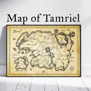 Plakat z mapą Tamriel, The Elder Scrolls, Skyrim, Morrowind, Oblivion