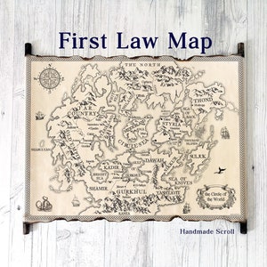 Mapa del Círculo del Mundo en pergamino hecho a mano - Regalo para amantes del libro de la Primera Ley