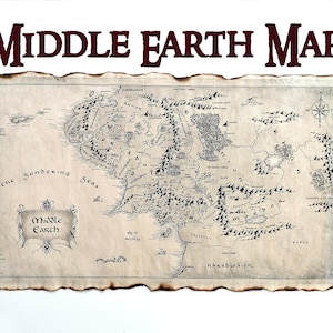 ENVÍO GRATIS - Mapa de la Tierra Media en pergamino hecho a mano, El Señor de los Pings, Mapa del Libro, Mapa del Silmarilion, Mapa de LOR, Endor, Ennorath, Mapa de la Comunidad