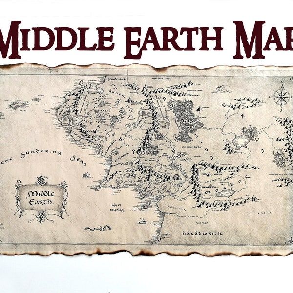 Mittelerde Karte, Der Herr der Ringe Karte, Der Hobbit Karte, handgemachte Herr der Ringe Karte, Die Gefährten, Die Silmarillion Karte
