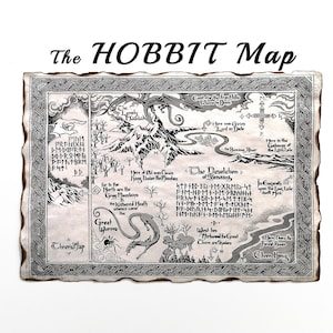 Thrórs Karte Thorins Buch Karte von Hobit, Einsame Muontain Karte, Drachen Karte, Königreich unter dem Berg, Mittlere Erde Geschenk, KOSTENLOSER VERSAND