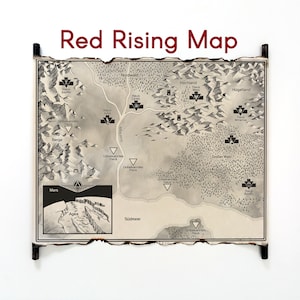 Mapa de Red Rising Saga en pergamino hecho a mano, mapa de edición alemana, mapa Red-Rising-Reihe, Asche zu Asche Karte, Tag der Entscheidung Karte