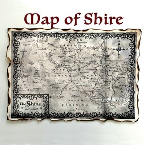 ENVÍO GRATIS - Mapa de fantasía de la Comarca en pergamino hecho a mano, mapa de Hobit, mapa de la Tierra Media, mejor póster de mapa de fantasía, decoración de pared, mapa de la Comunidad