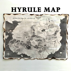 The Kingdom of Hyrule-kaart, The Legend of Zelda-kaart, Land of the Gods, Lesser Kingdom of Hyrule, the Surface, Hyrule Kingdom-kaart, Zelda-kaart