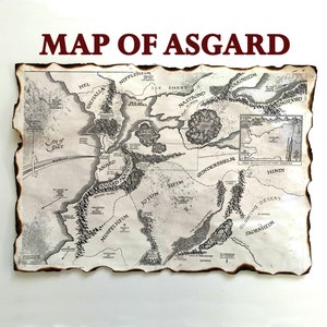Kaart van Asgard, Oudnoors Ásgardr in de Noorse mythologie, Asgardians Home World, Realm of Asgard-kaart, Walhalla-kaart, The Nine Realms Yggdrasil